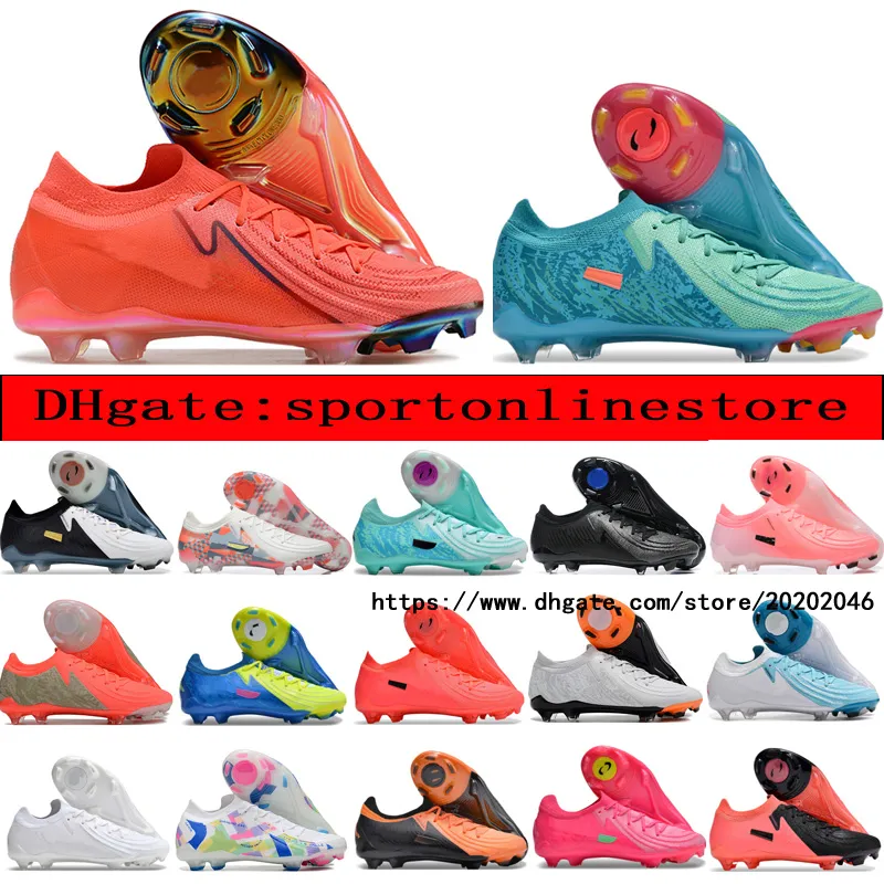 Send free Bag outdoor Football Boots Phantom Luna Elite FG High Top Socks Soccer Shoes Men Soft Leather Comfortable Trainers Orange Knit Football Cleats mens