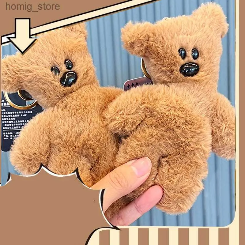 Plush Keychains Teddy Bear Squeak Keychain Pendant Cartoon Cute Plush Doll Toy Kawaii Soft Stuffed Bag Charms Decorations For Children Gift Y240415