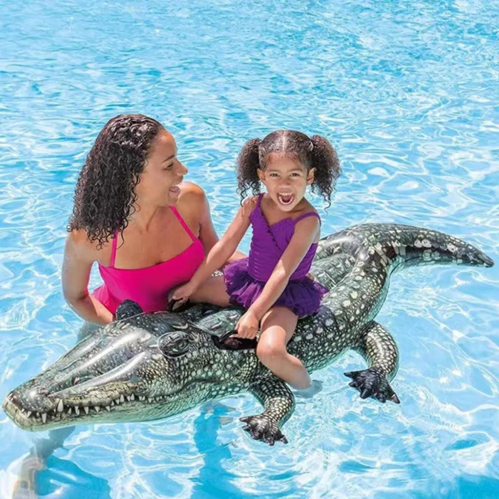 170cm Adults Kid Water Party Toys Inflatable Alligator Seat Ride Swimming Ring Float Pool Beach Party Water Supplies 240412