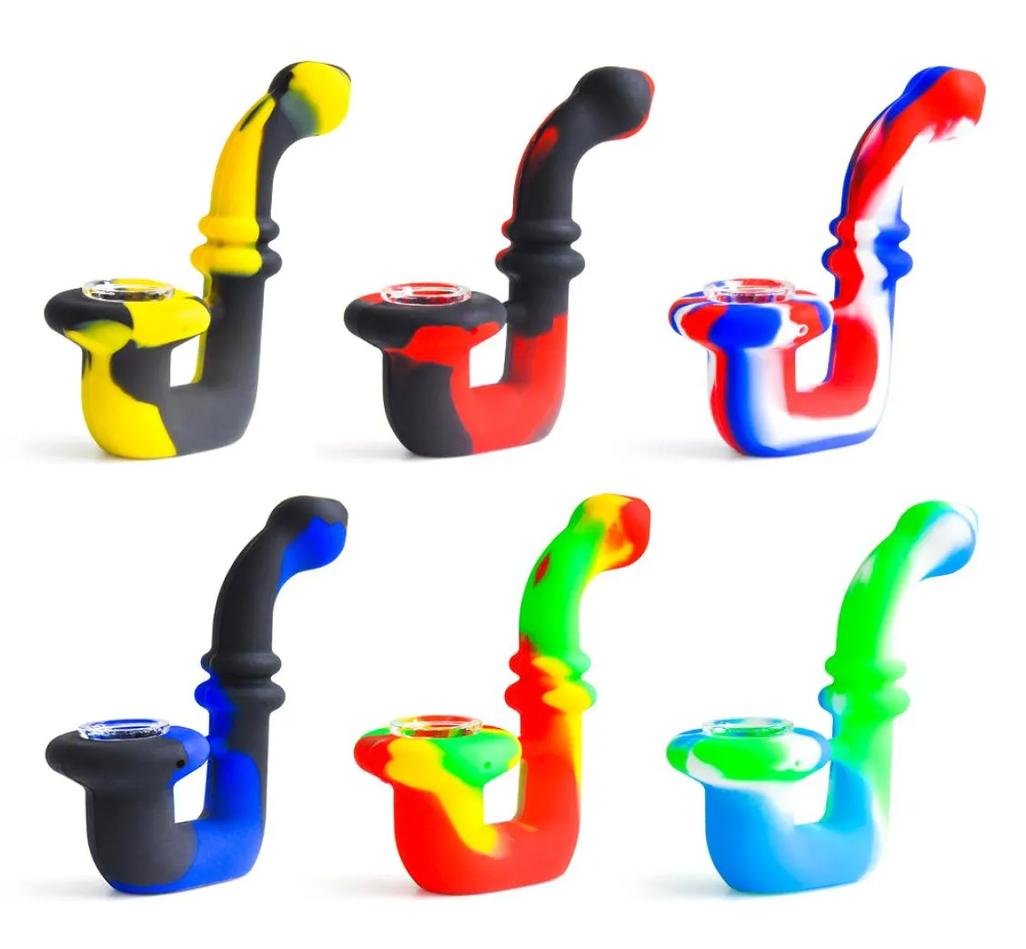 Sherlock Silicone Smoking Pipes Tobacco Hand Pipe with Glass Bowl Mini Silicone Pipe DHL free3161428