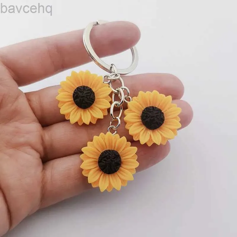 Keychains Lonyards Nouveaux fleurs de tournesol Résine Keychain Keychain Golden Sun Fleurs Keychain mignon Simplicité Style Daisy Fleur Keychain Meilleur ami Cadeaux D240417