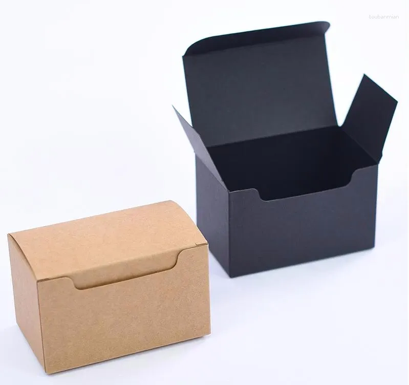 Wrap regalo Black Kraft Scatole di cartone Craft Play Nome business Card Packaging Tea Packaging 10 6 6 cm