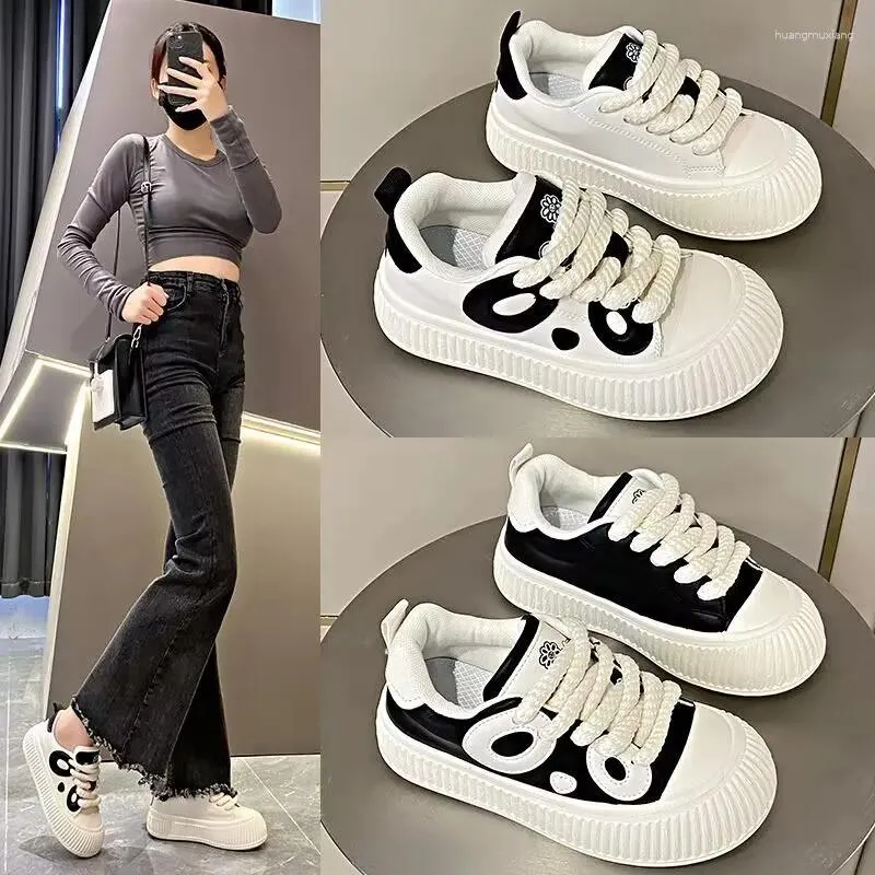 Casual Schuhe Leder Low Top für Frauen Retro 2024 Herbst Koreanische Version Wedge Sneakers Student Peakup Anti Slip Sport