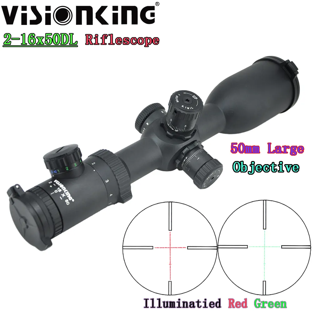 VisionKing opitcs 2-16x50dl Visioning Tüfek Kapsamı Yüksek Güç .223 .308 30-06 Huntig Yan Odaklanma İzleme 0,1mil 1cm