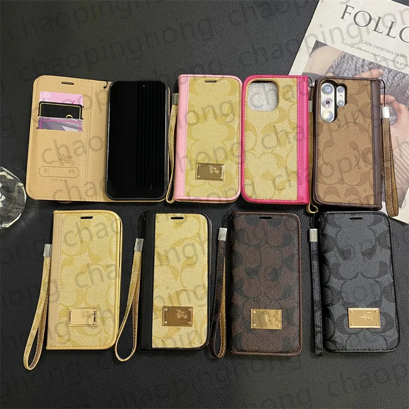 Flip Leather Phone Case pour iPhone 15 Pro Max 14 Pro 13 12 11 Pro Max XS Max 15 Plus Designer IPhone Case Carte Slots Samsung Galaxy S24 Ultra S23 S22 CASE COVER FOLIO