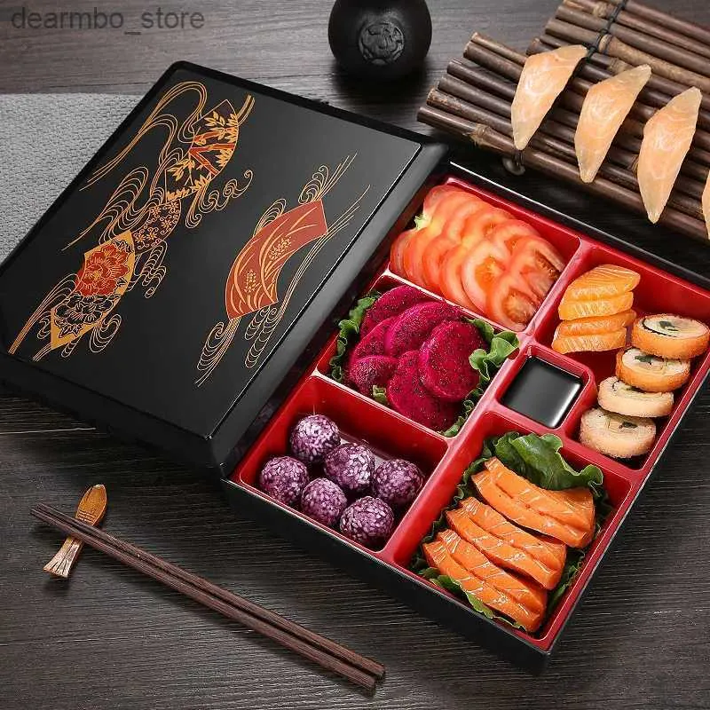 Bento boîtes Bento Boîte de style japonais Boîtes à lunch de style japonais Sushi Catering Portable Food Storage Conteneur pour Home Picnic Cuisine Étudiants Gift L49