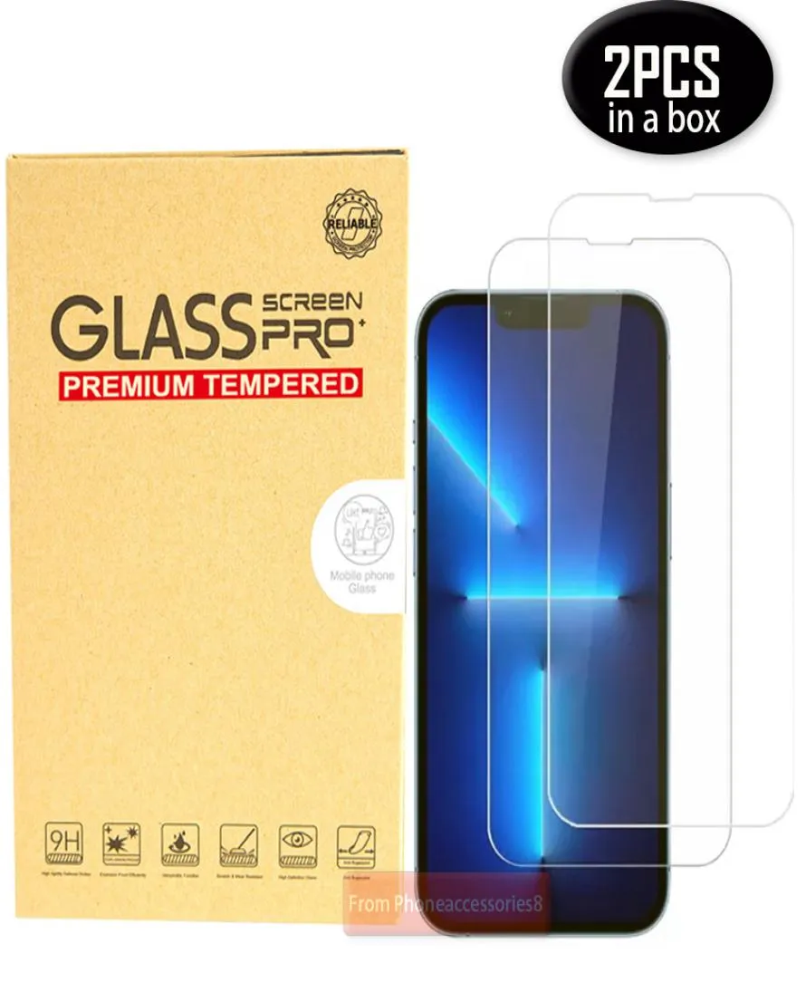 2 Pack 25D Glass Telefon Skärmskydd för iPhone 14 13 12 11 Pro Max Mini XR XS 6 7 8 Plus iPhone14 Tempered Film 2Pack i Box4533834