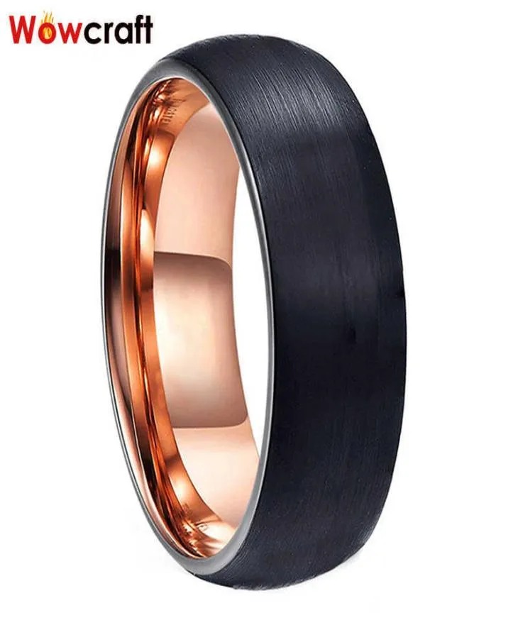 Homens homens rosa GoldgoldBold Black Wedding Ring Tungsten Carbide Anniversary Noivage Bands Matte Finish Fashion Jewelry Ring 27647763