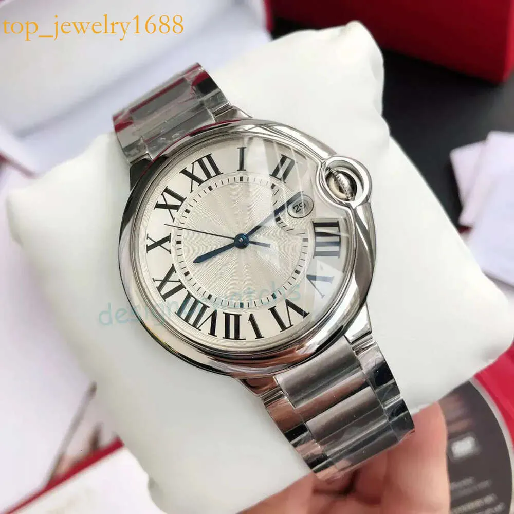 Männer und Frauen Designerin Blue Ballon Edelstahl mechanische Automatik Uhr Größe 42 mm36mm33mm Fashion Paar Bewegung Uhren Geschenkvvs