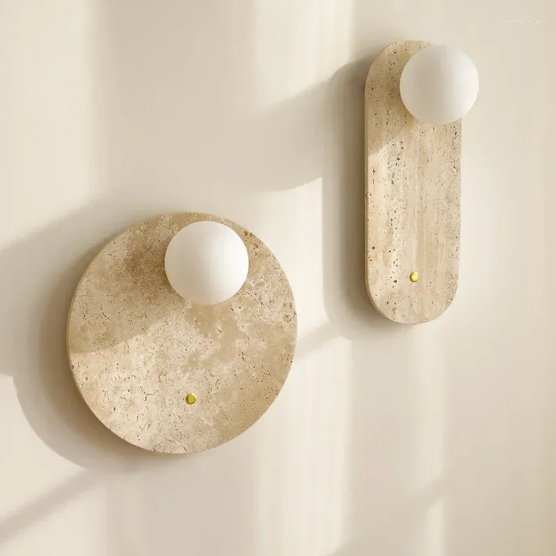 Lâmpadas de parede Lâmpada japonesa Wabi-Sabi para vestígio quarto de jantar travertino de travertino decoração de decoração de decoração nórdica luminária LED vintage