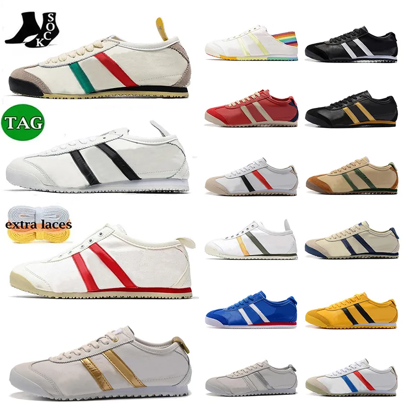 Hög kvalitet Onitsukass Tiger Mexico 66 Livsstilsneakers Kvinnor Män Designers Running Shoes Black White Blue Yellow Beige Low Fashion Tigers Trainers Shoes