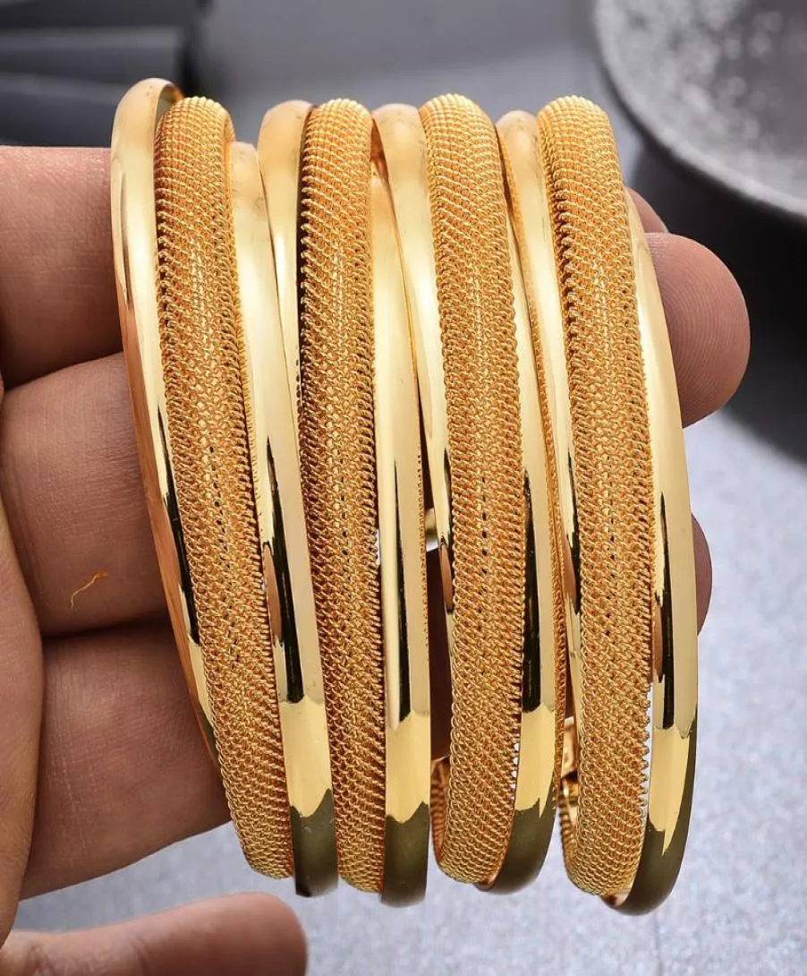 Bangle 4pclot Dubai Gold Color Banles for Women Vintage Bride Wedding Africa Arab Jewelry6821079