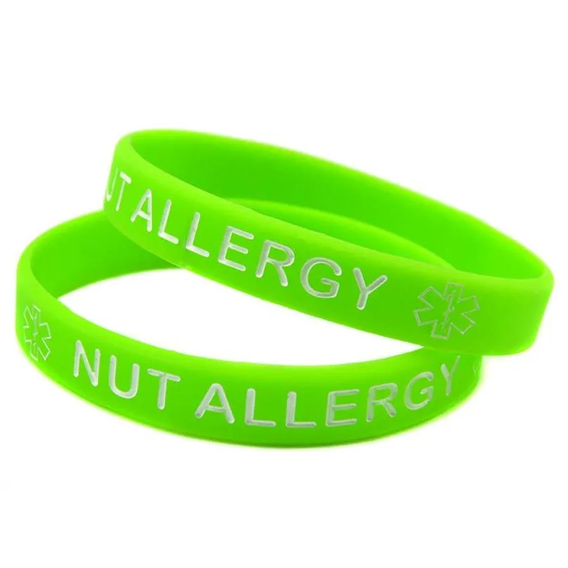 Jelly 1pc Nuss Allergy Sile Gummi -Armband ADT -Größe tragen diese MEs als Erinnerung an tägliche Leben Drop -Lieferung Schmuckarmbänder DHTCQ