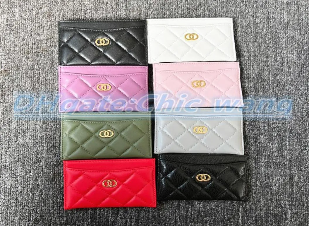 Luxury Walls Designer Card Holder Brand med Original Box Purses Womens Mens Wallet Caviar Lambskin Leather Coin Purse Key Pouch Cardholder Serienummer1380547