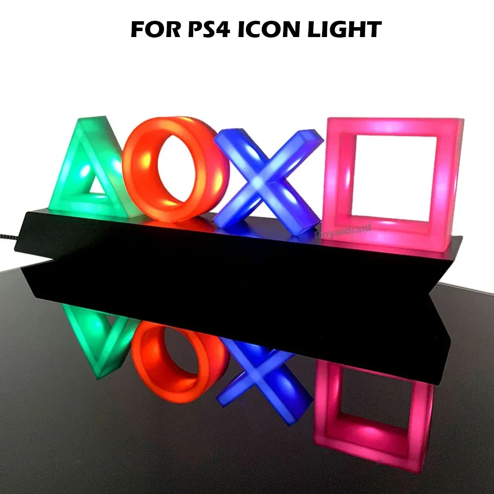 Alto -falantes Icon Light para PS4 PlayStation Music Light Voice Control Led Neon Lamp Decoração de atmosfera para barra USB/bateria alimentada