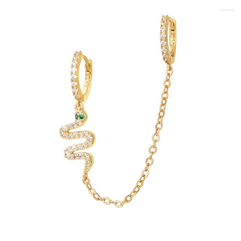 Dangle Ohrringe Tiande Gold Farbe Doppel Hoop Quaste Kette Schlange für Frauen Zirkon durchdringende Modeschmuck Großhandel Großhandel