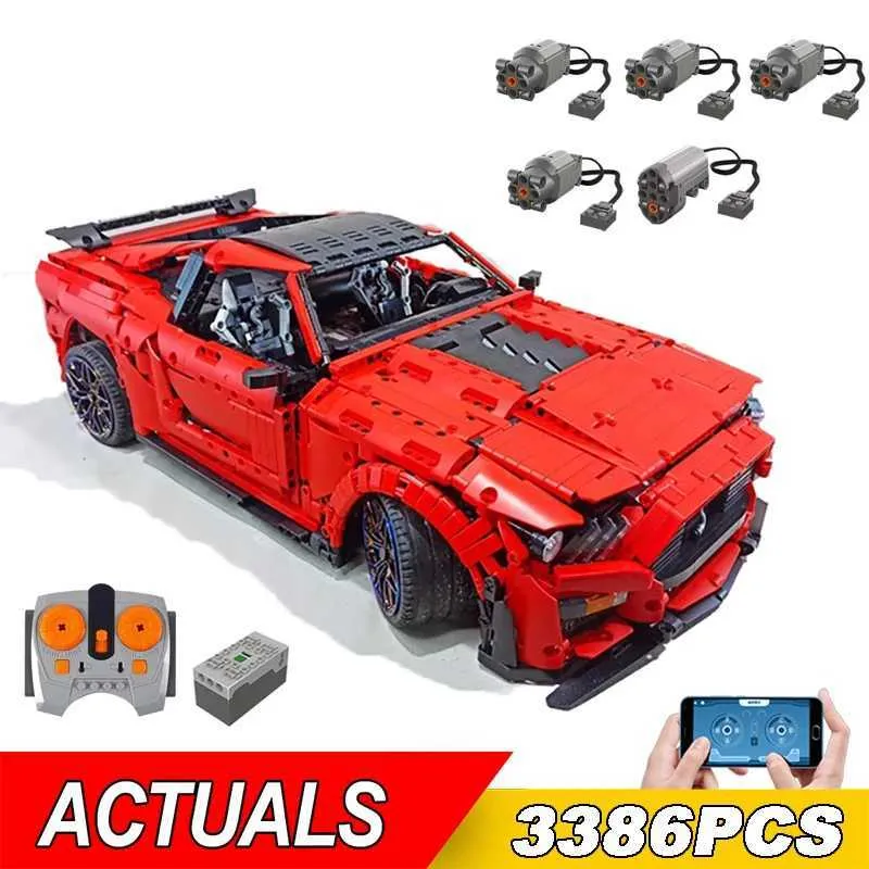 Diecast Model Cars Technology Application Program Remote Control Car Power Car Bustying Blocy Shelby GT500 Car Modest Mustang Car Building Blocy Blocy Toy Chil J240417