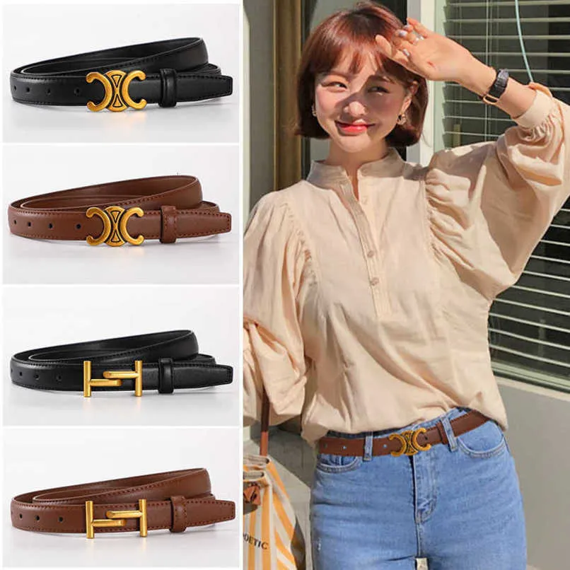 Triomphes Belt Womens Nouveau style avec jean et véritable cuir en cuir Fashion Fashion Versatile Decoration Womens Cow Hide