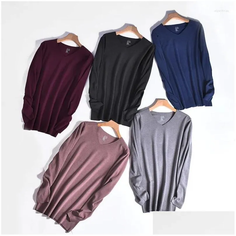 Mens Thermal Underwear Traceless Fever Sweater tunn varm ärm V-ringningsuppvärmning Drop Delivery Apparel OT0IG