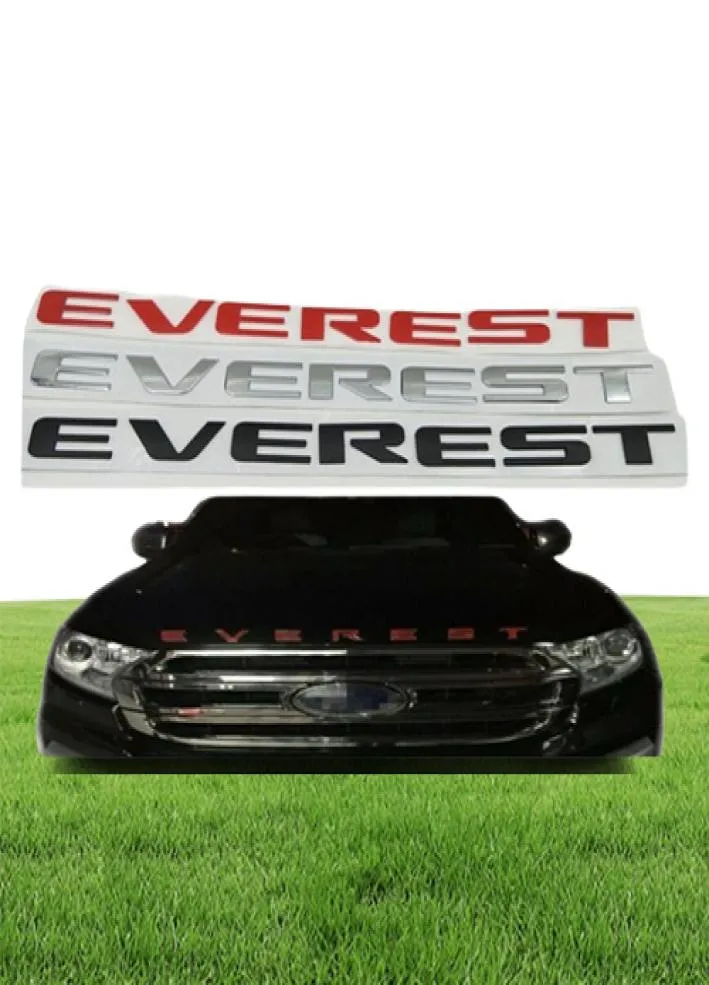 For Everest Car Front Head Emblem Logo Sticker Bage Letters Nameplate Decals4531910