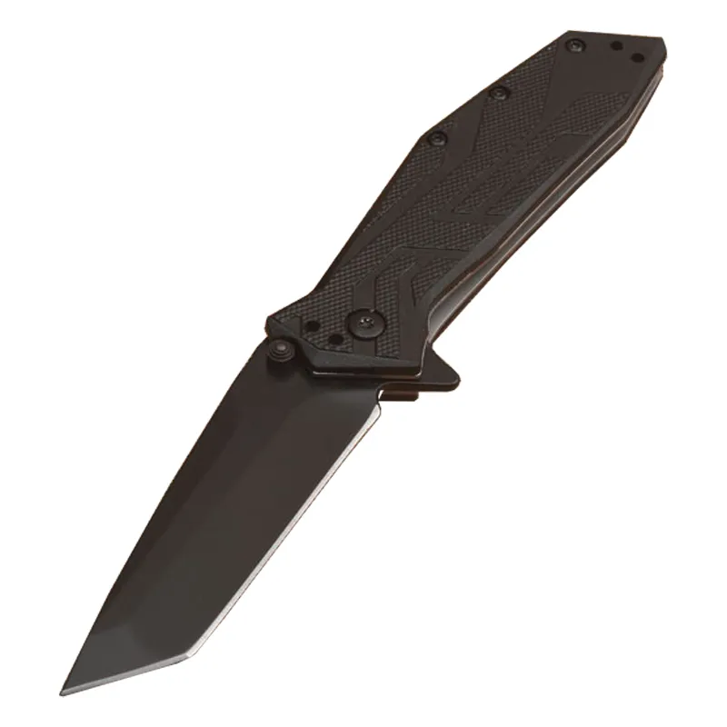 KS1990 Assisted Flipper Folding Knife 8Cr13Mov Black Tanto Point Blade GRN med stålplåthandtag utomhus camping vandring EDC Pocket Knives med detaljhandelslådan