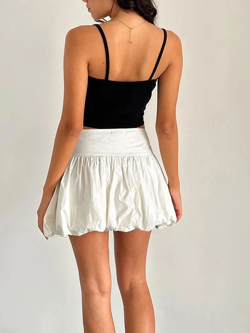 Kjolar kvinnor bubbla kjol y2k låg stigning en linje mini puffy korta estetiska kläder för tonåring flickor streetwear