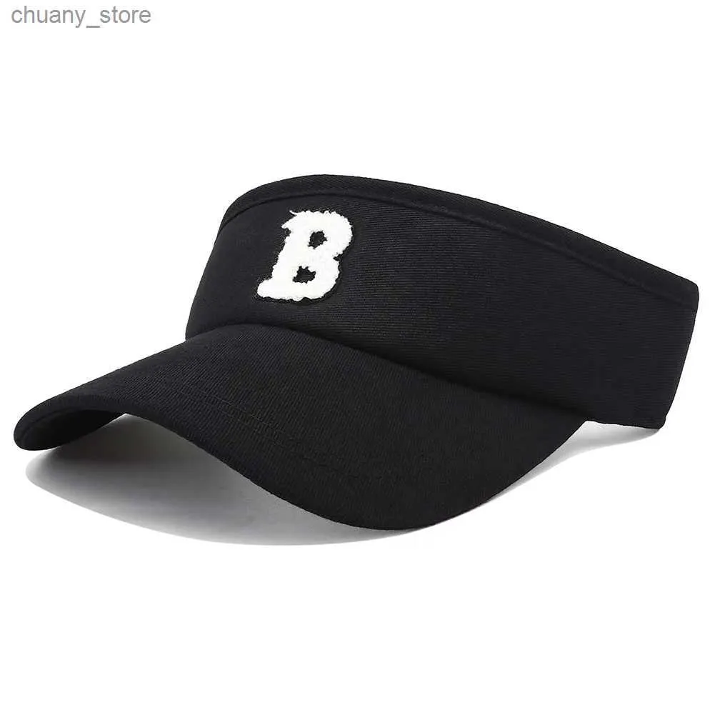 Visors Nouvelles lettre d'été broderie vide Top Sun Visor Hat de baseball Black Blanc Outdoor Sport Tennis Golf Chapeaux de golf pour femmes hommes Gorras Y240417