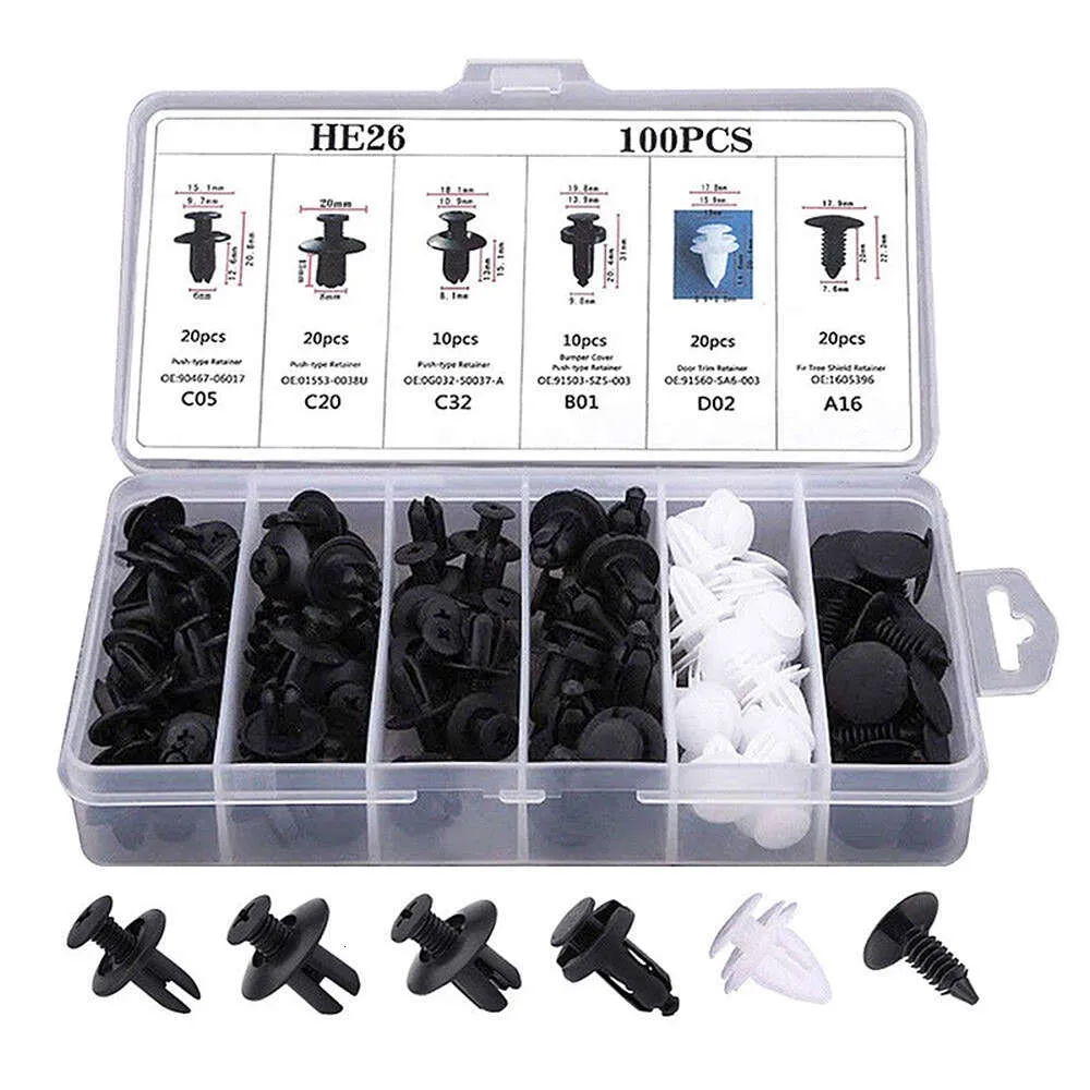 Clips De Fixation Auto Noirs - Rivets Poussoirs Pour Pare-chocs Et Panneaux