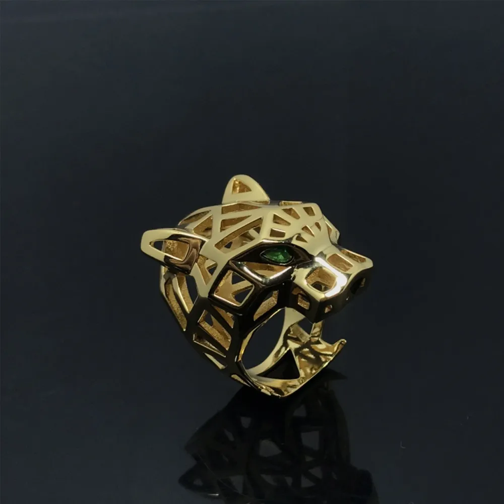 Designer Gold Leopards Ring for Women Luxury Diamond Ring Mens Titanium Rostfritt stål Högkvalitativ Double T Open Love Ring Wedding Fashion Classic Juvelergåva