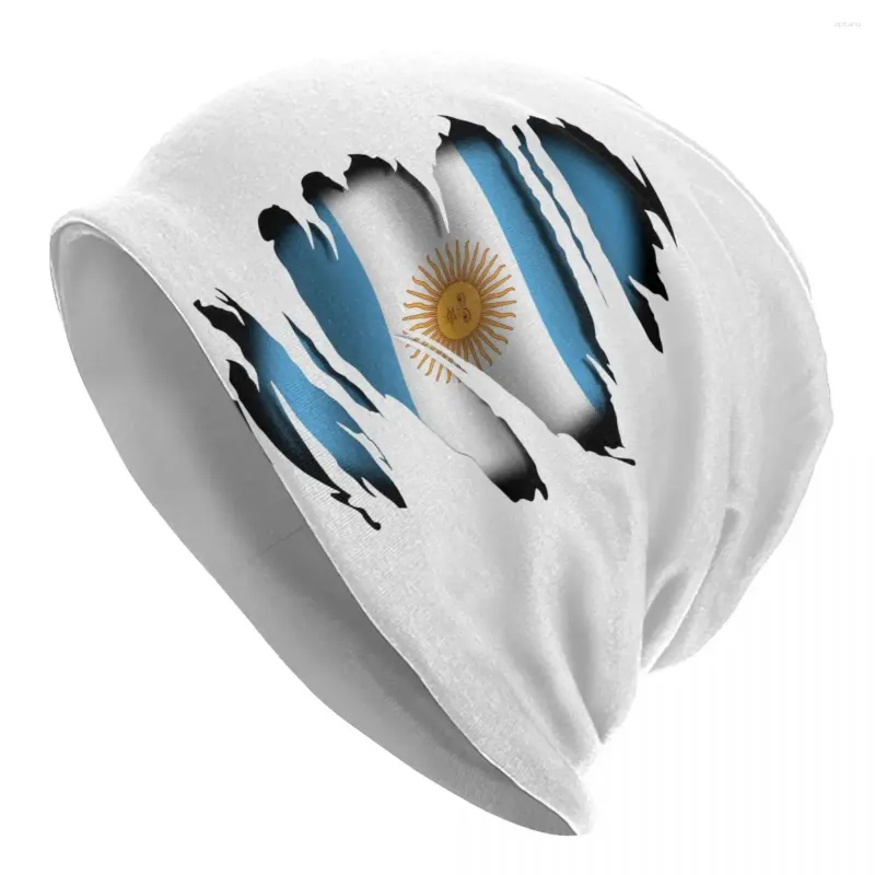 Beretti Argentina Torn Flag tatuao berretto Cap unisex inverno cofano caldo cappelli a maglia da maglieria sci scagla argentino orgoglioso berretti berretti berretti
