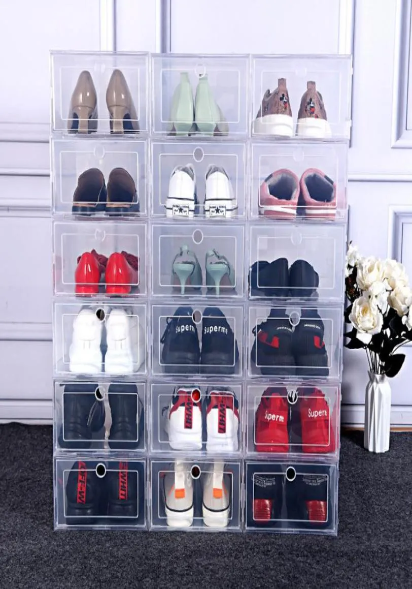 36pcs Thickened Transparent Shoe Storage Box Plastic Drawer Organizer Dustproof Superimposed Combination Sports Shoes Cabinet Z116764508