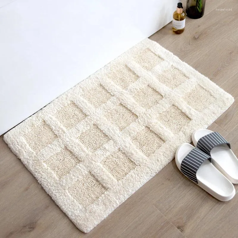 Carpets Modern Simple Style Solid Color Carpet Thickened Pure Cotton Material Bathroom Door Rug Living Room Non-slip Absorbent Mat