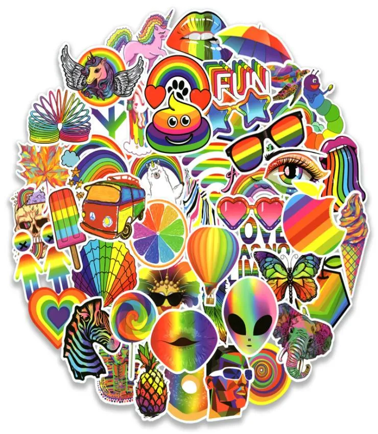 50st Rainbow Stickers Pack för vattenflaska bärbar dator skateboard motorcykel vattentäta dekaler5475277