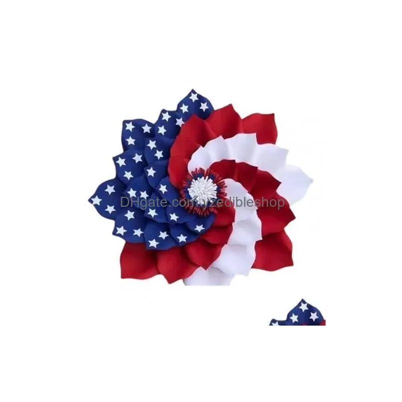 Декоративные цветы венки патриотические венок украшения входной двери 4 -е место в День Независимости День Американский флаг США капля Гирленда Капля роды Дханов