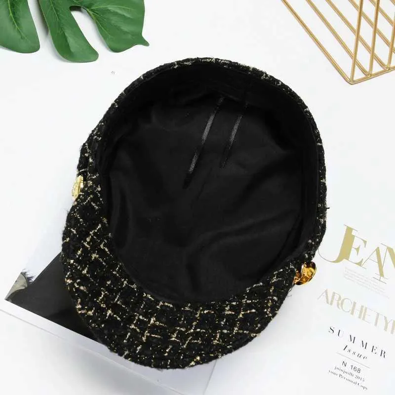 Z4Zr Berets Pearl Chain Top Top Navy Hat Hat Fashion Béret Newsboy Caps Berret femme Hats octogonaux Apparents de créateurs de femmes D240418