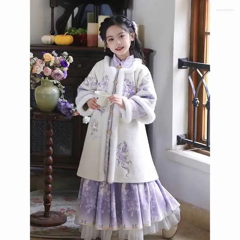 Kleding sets kinderen jaar kostuum winter dikker hanfu jurk meisje meisjes kinderen carnaval cosplay Chinese oude 2-15t