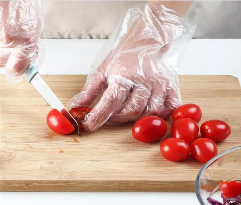 100PCSPACK Przezroczyste ekologiczne rękawiczki jednorazowe lateksowe plastikowe pokarmy przygotowuj bezpieczne gospodarstwo domowe z bakterii touchless2298444