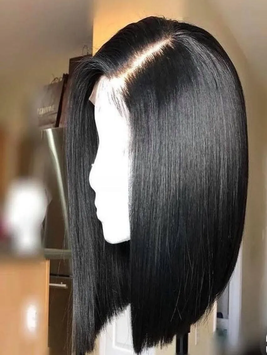Pizzo di capelli umani parrucche per donne nere dritta bob parrucca remy nodi neri capelli brasiliani pre -pizzichi di capelli per bambini8573909