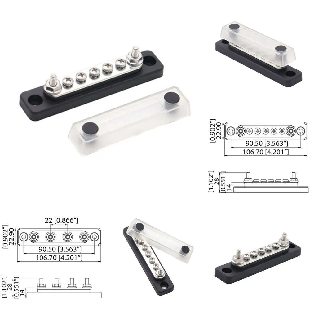 New Bus Bar 48V Cover Ground Kit Universal for Car Boat Marine Power Distribution Terminal Block