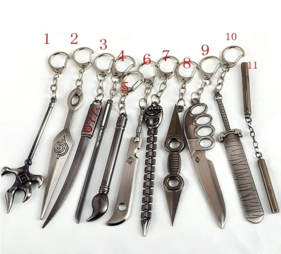 Меччай для ключей Sasuke Uchiha Kunai Pendant Key Chains Keyring фигура для мужчин Женщины игрушечные ювелирные украшения J03067308170