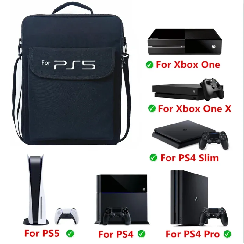 Fall spelbärande fodral, resa axelväska för Xbox One X PS5 PS4 Controller Console Game Accessories Protective Storage Pockets