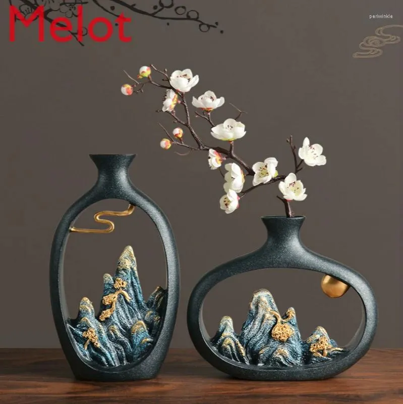 Vases Creative Retro Dried Flower Decorative Ornament Large Arrangement Living Room Dining Table Chinese Art Vase