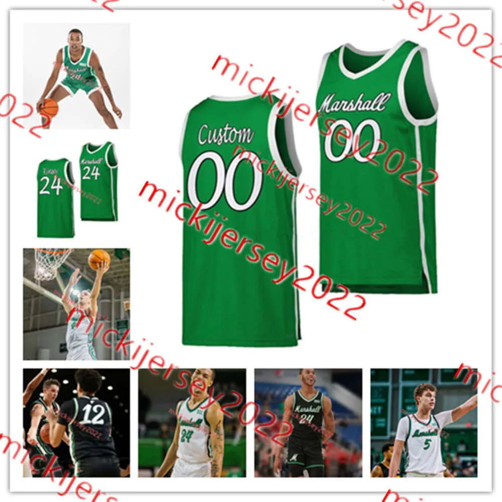 GOran Miladinovic Marshall Thundering Herd Basket Basket Basket Basket Maglie cucite personalizzate 23 David Early 25 Obinna Anochili-Killen Creighton Thienneman Marshall Maglie