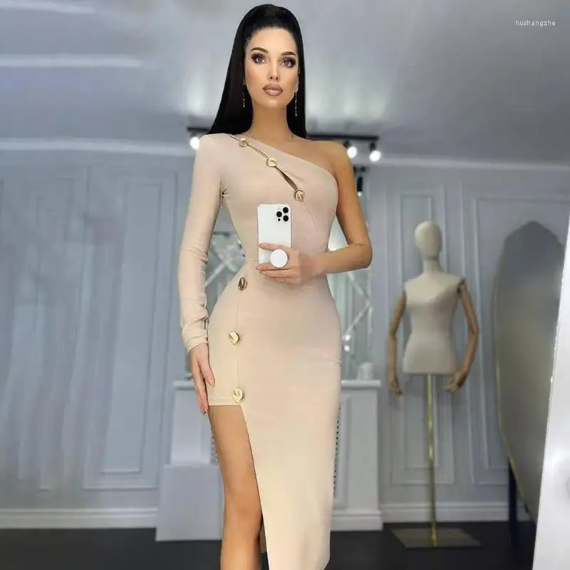 Womens Casual One Shoulder Split Bandage Dress with Peplum Mid-Calf Length in Black Red Green Beige from Dhgate Basic & Casual Dresses - price 54.55 Womens Casual One Shoulder Split Bandage Dress with Peplum Mid-Calf Length in Black Red Green Beige from Dhgate Basic & Casual Dresses - price 54.55