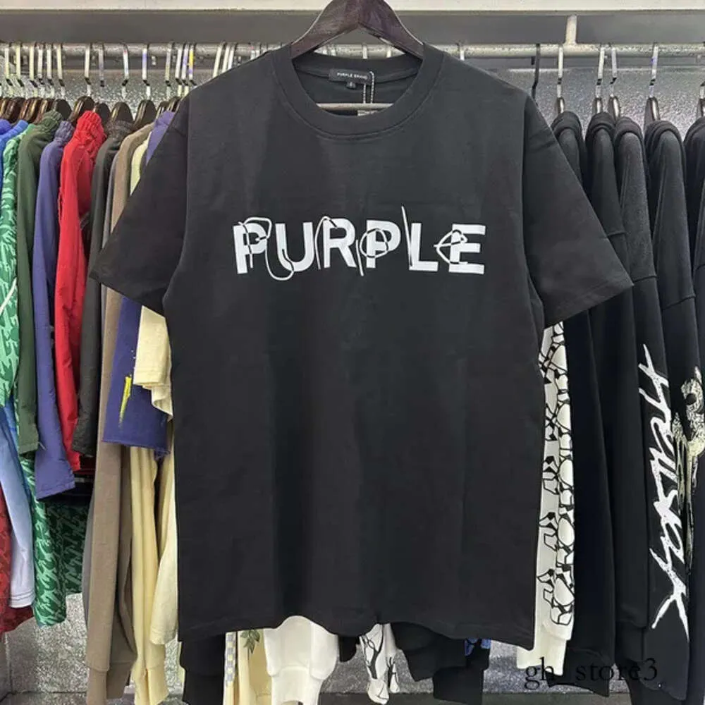 Purple Brand T Shirt Tees Fashion Splash Ink Graffiti Purple Shirt Designer Short Printed T-shirt Men Cotton Casual Hip Hop Streetwear Purple Jeans Shirt 560