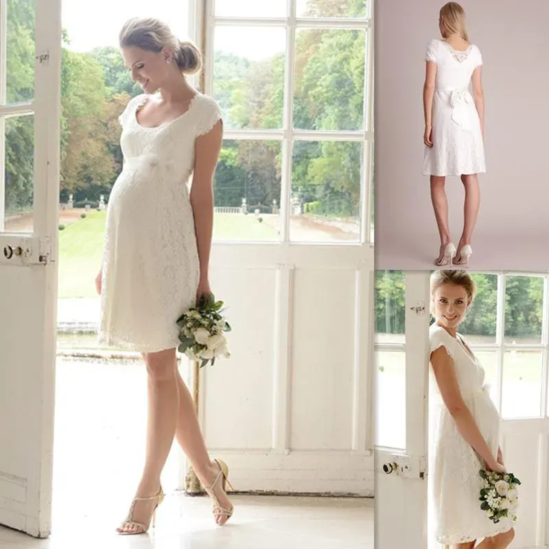 Платья для беременных по колену колена рукава на вырезка для беременных женщин свадебные платья бесплатная доставка на заказ