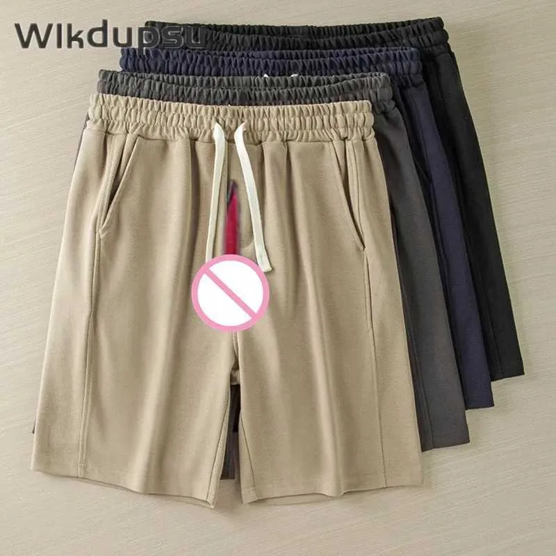 Mens Sexy Invisible Double Zipper Open Crotch Casual Cotton Shorts