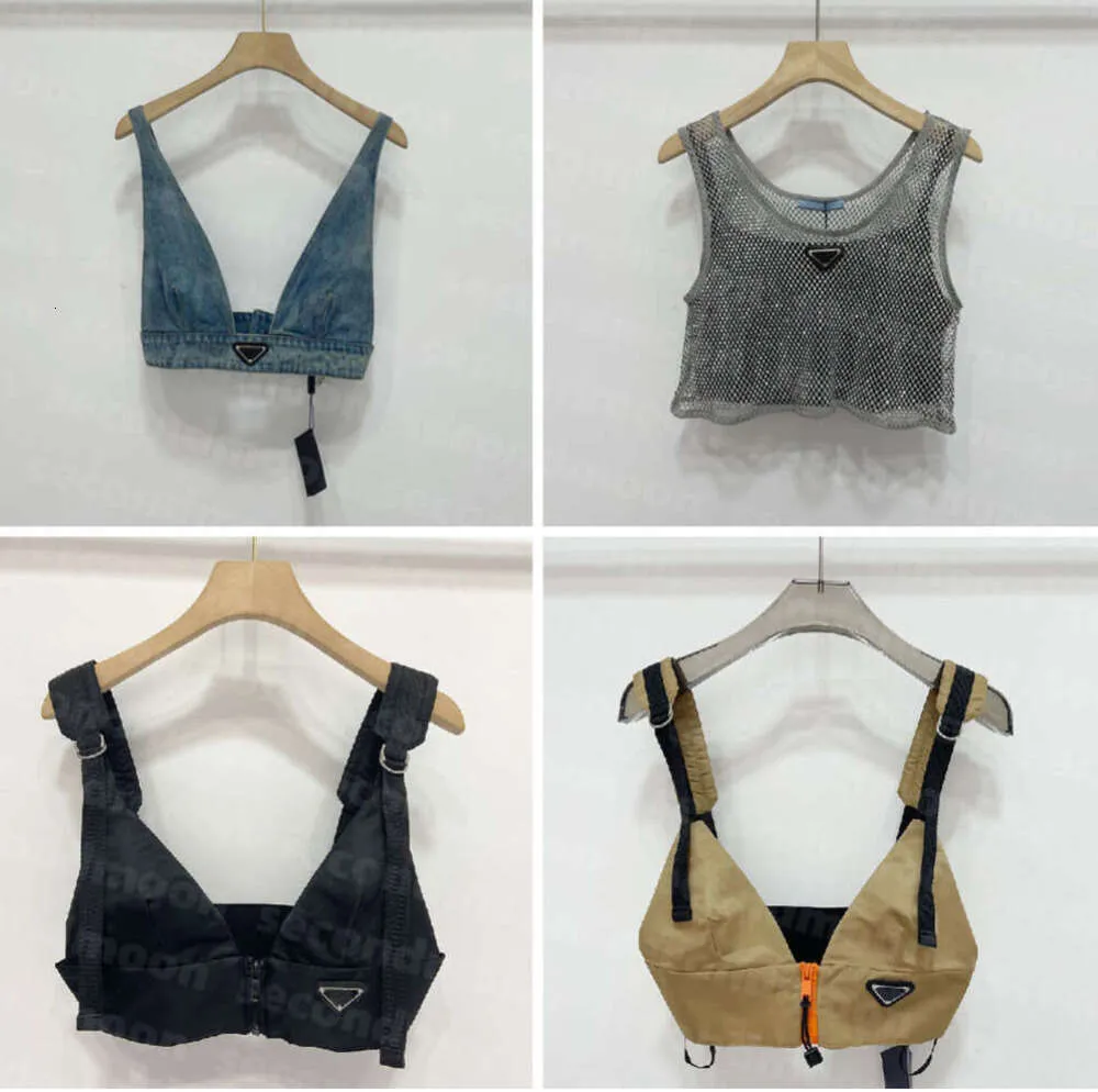 Shiny Rhinestone T Shirts Women Denim Sling Vest Sexig Croped Top Party Tank Tops V Neck T-shirt BH Fashion Clothing 3454355