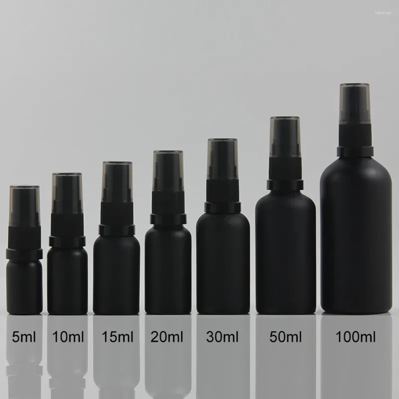 Aufbewahrung Flaschen Verkauf Well Glasflasche Lotion Kosmetische Verpackung 20 ml leerer mattes Schwarz