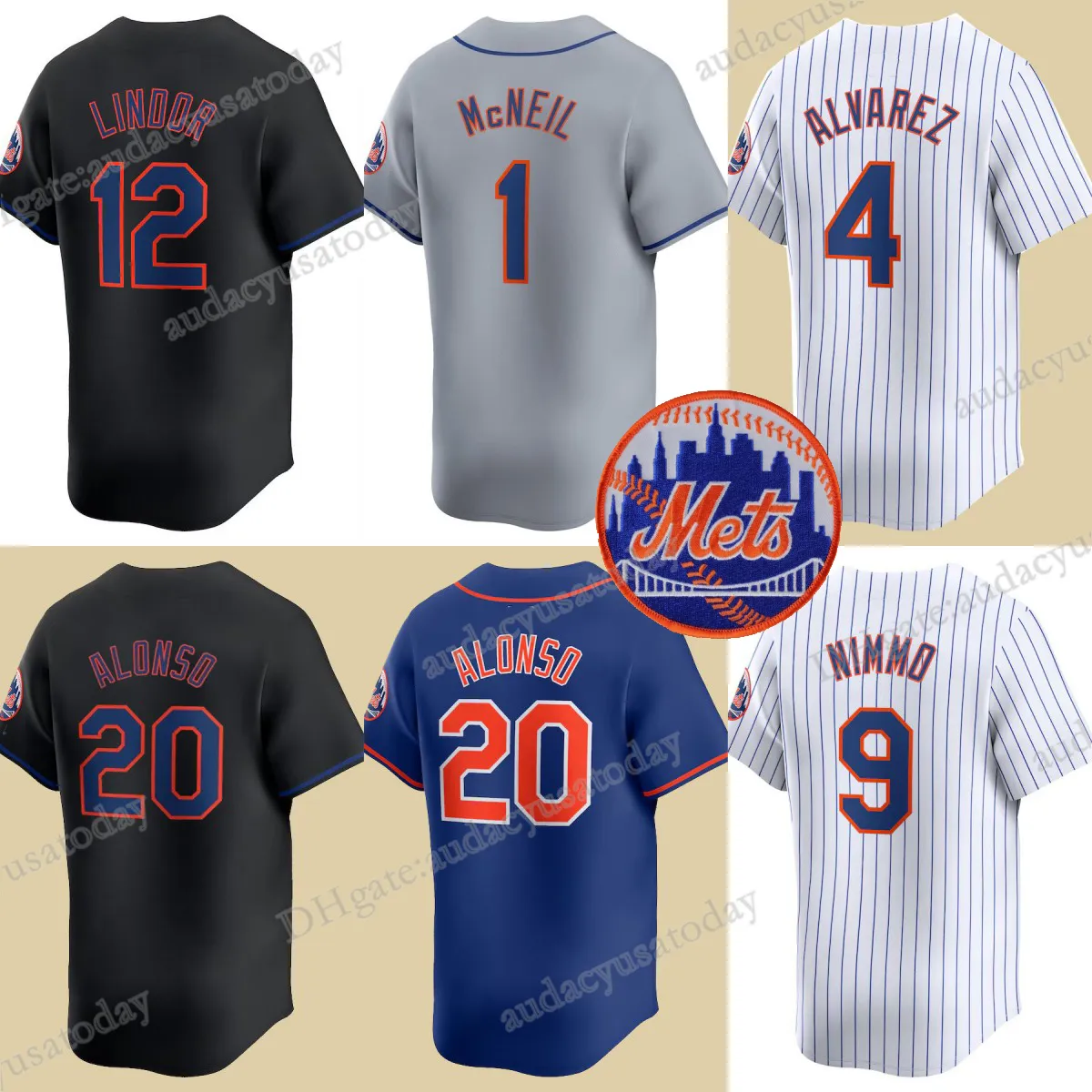 12 Francisco Lindor Mets Baseball Jersey Kodai Senga Brandon Nimmo 20 Pete Alonso Starling Marte Mike Piazza Darryl Strawberry Francisco Alvarez Keith Hernandez